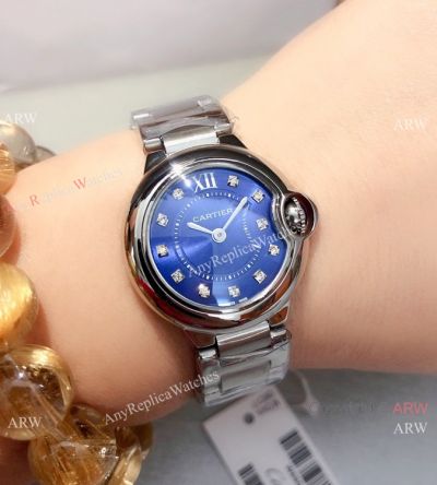 Best Quality Cartier Ballon Bleu de Quartz Diamond Blue Dial Watch-Buy Cartier Copy Watches 